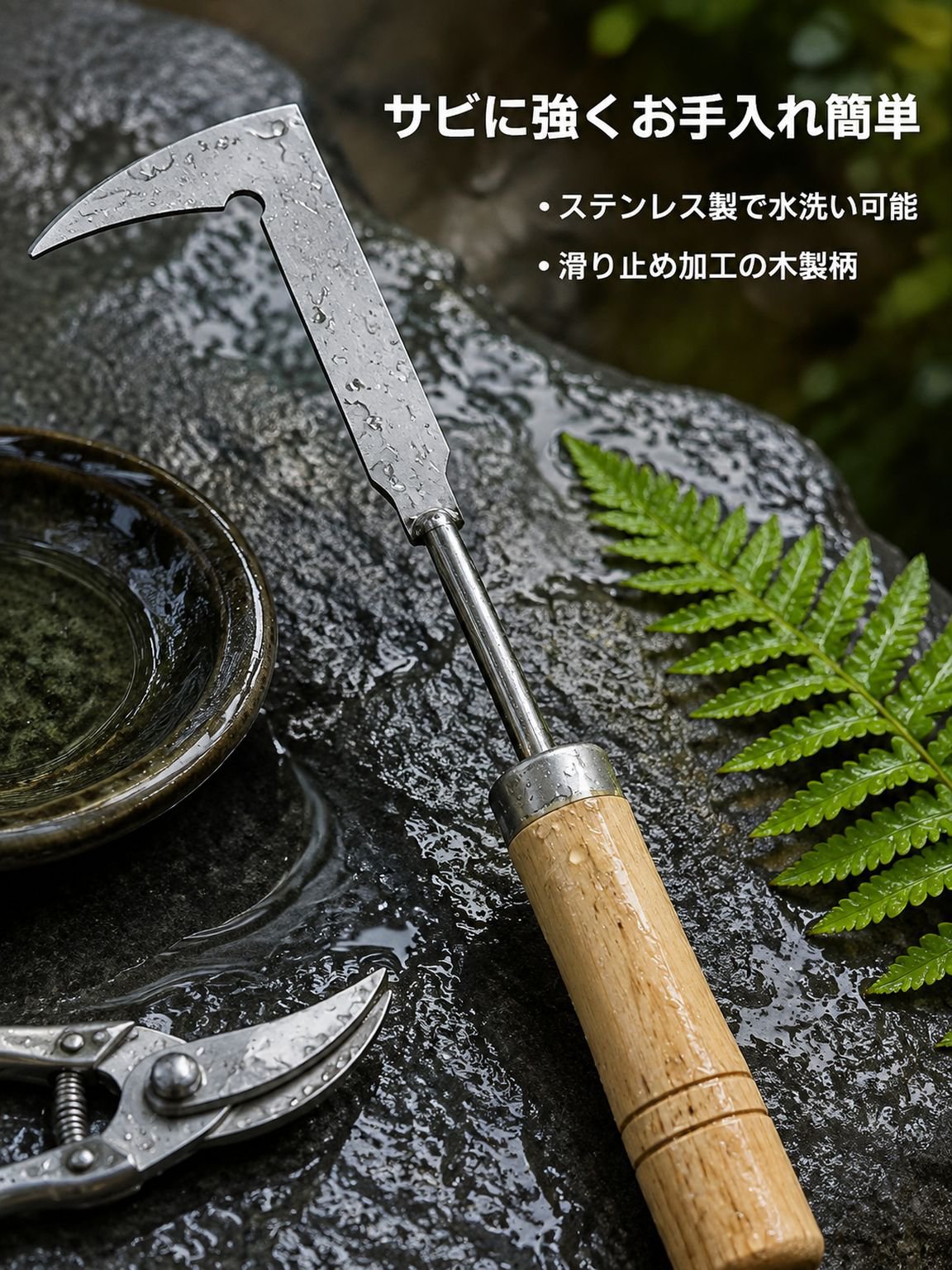 ステンレス製の除草ツール