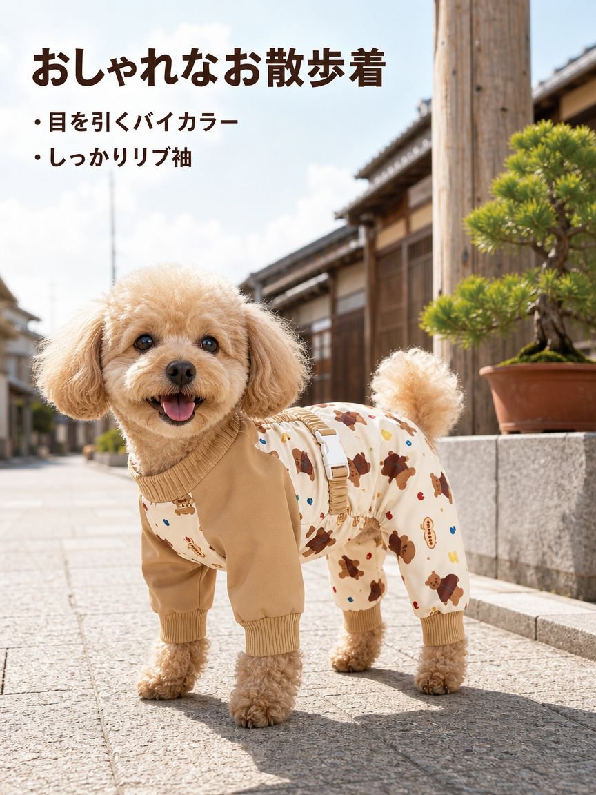 小中型犬プリントの防塵パンツ