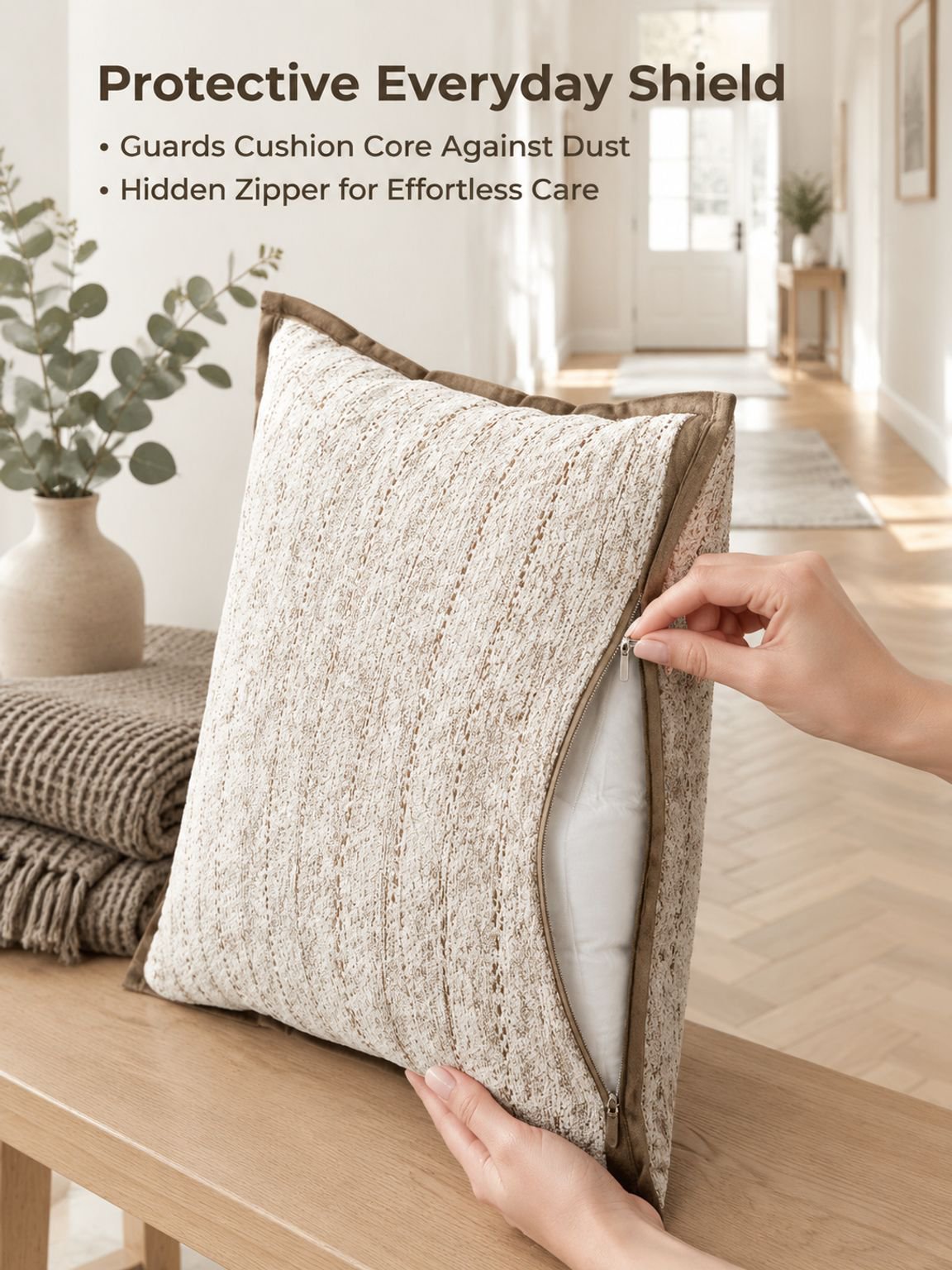 Skin-friendly chenille throw pillow for couch and chair styling