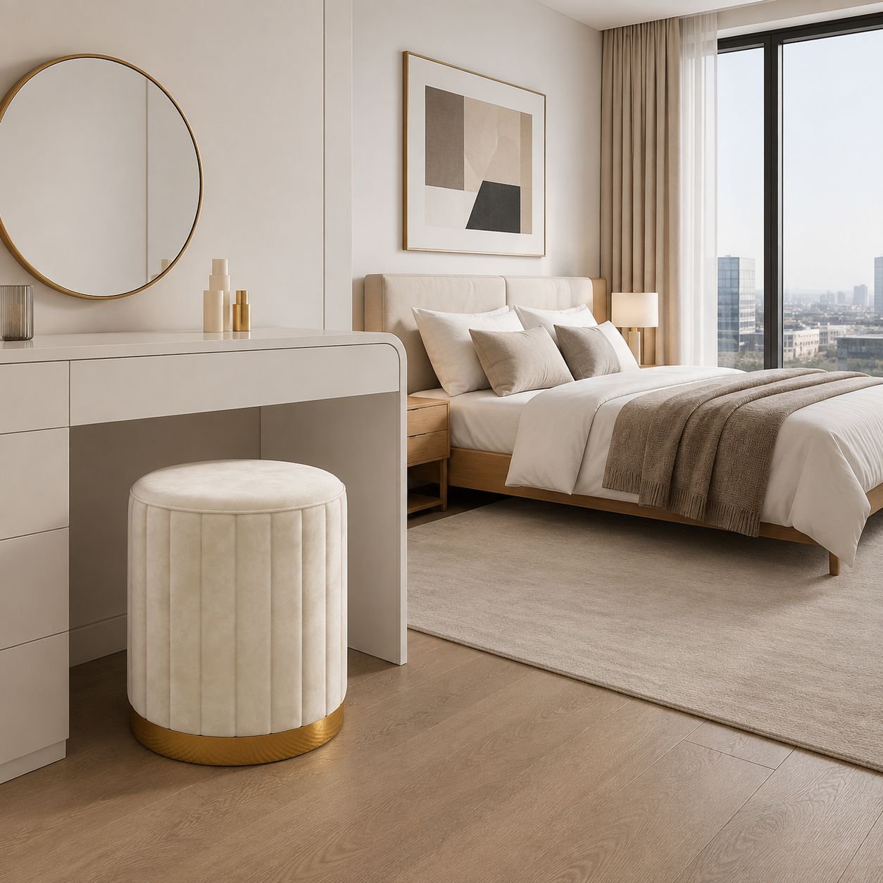 Chic storage stool with comfortable seating