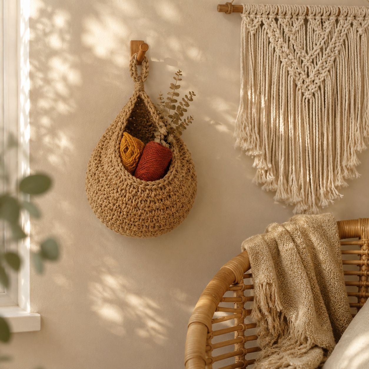 Decorative cotton bag with cord for kitchen use