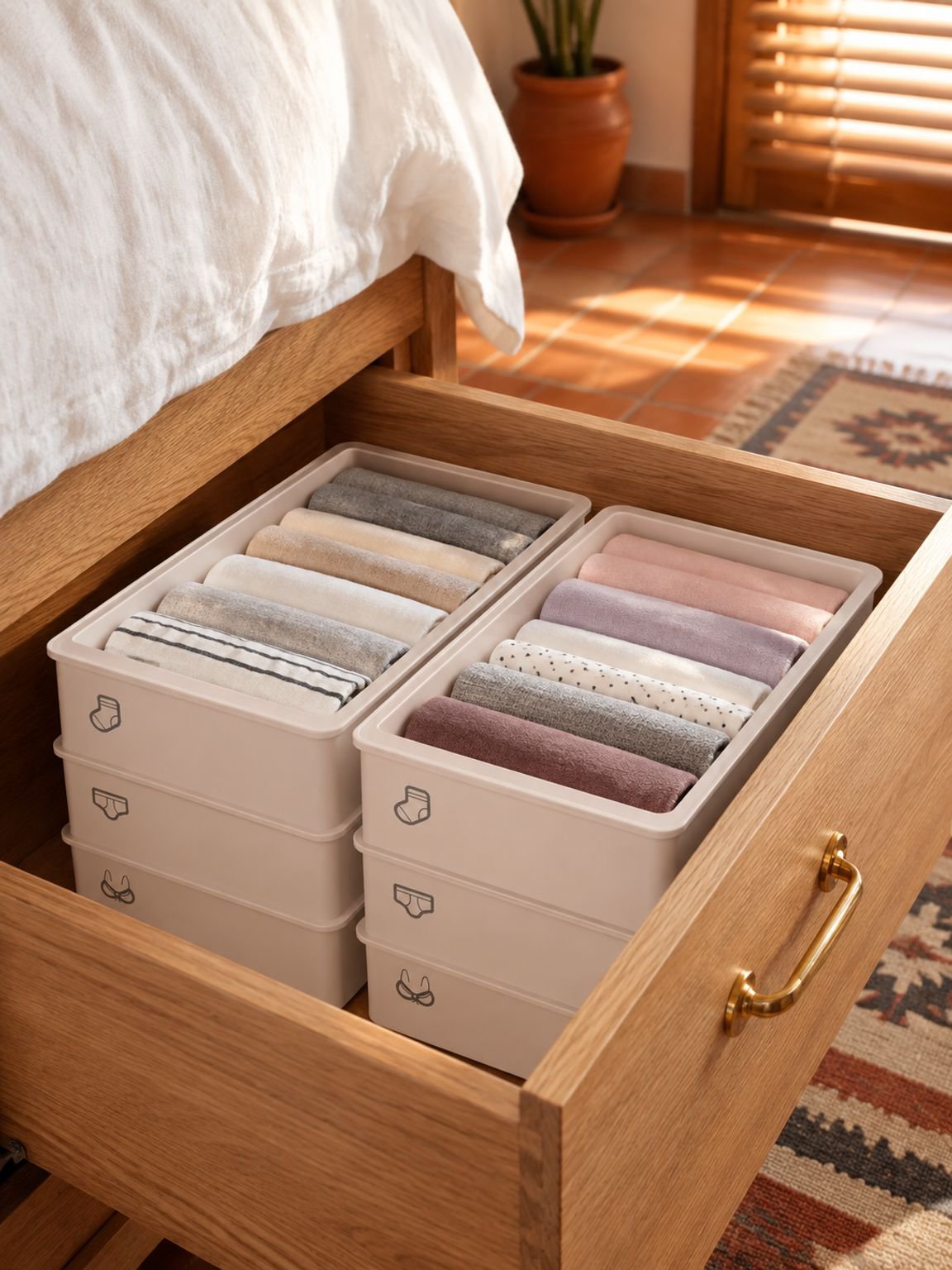 Caja organizadora con divisiones para ropa interior