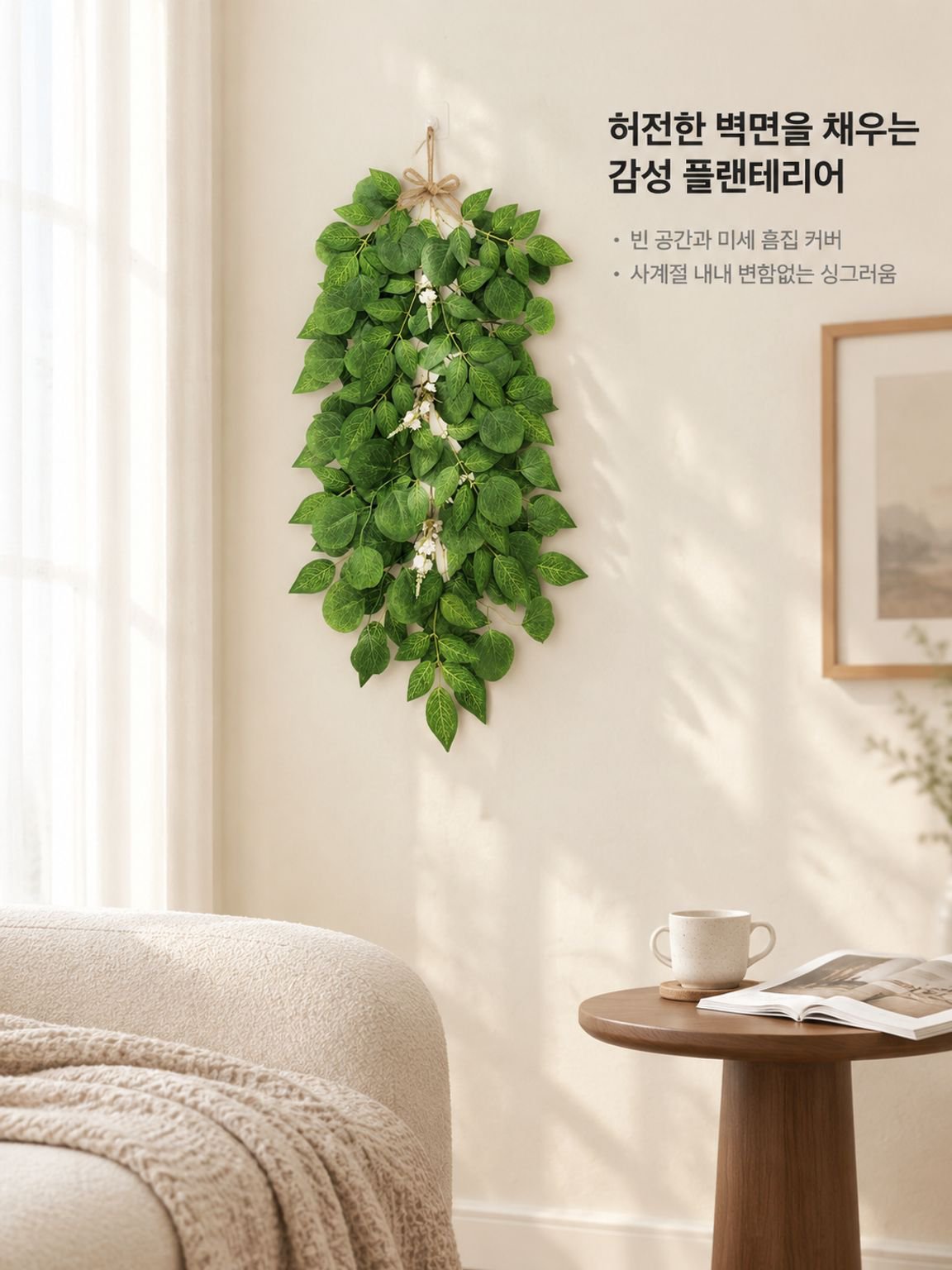 인조 그린 식물 벽걸이 장식