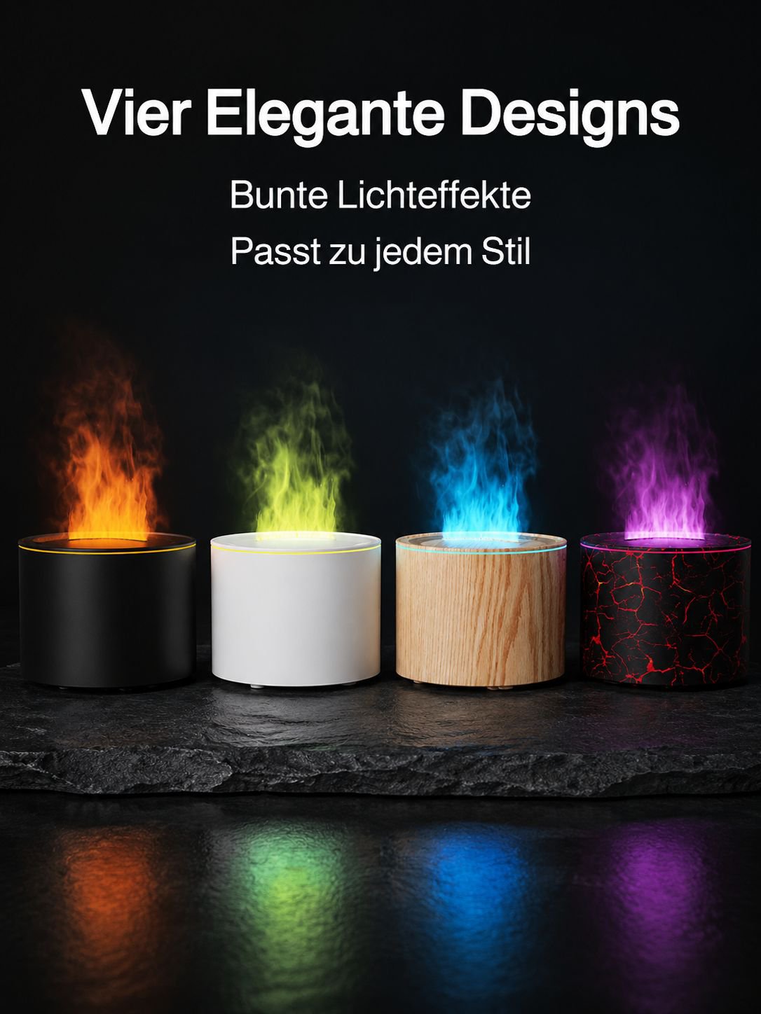 Aroma-Luftbefeuchter mit buntem Flammeneffekt