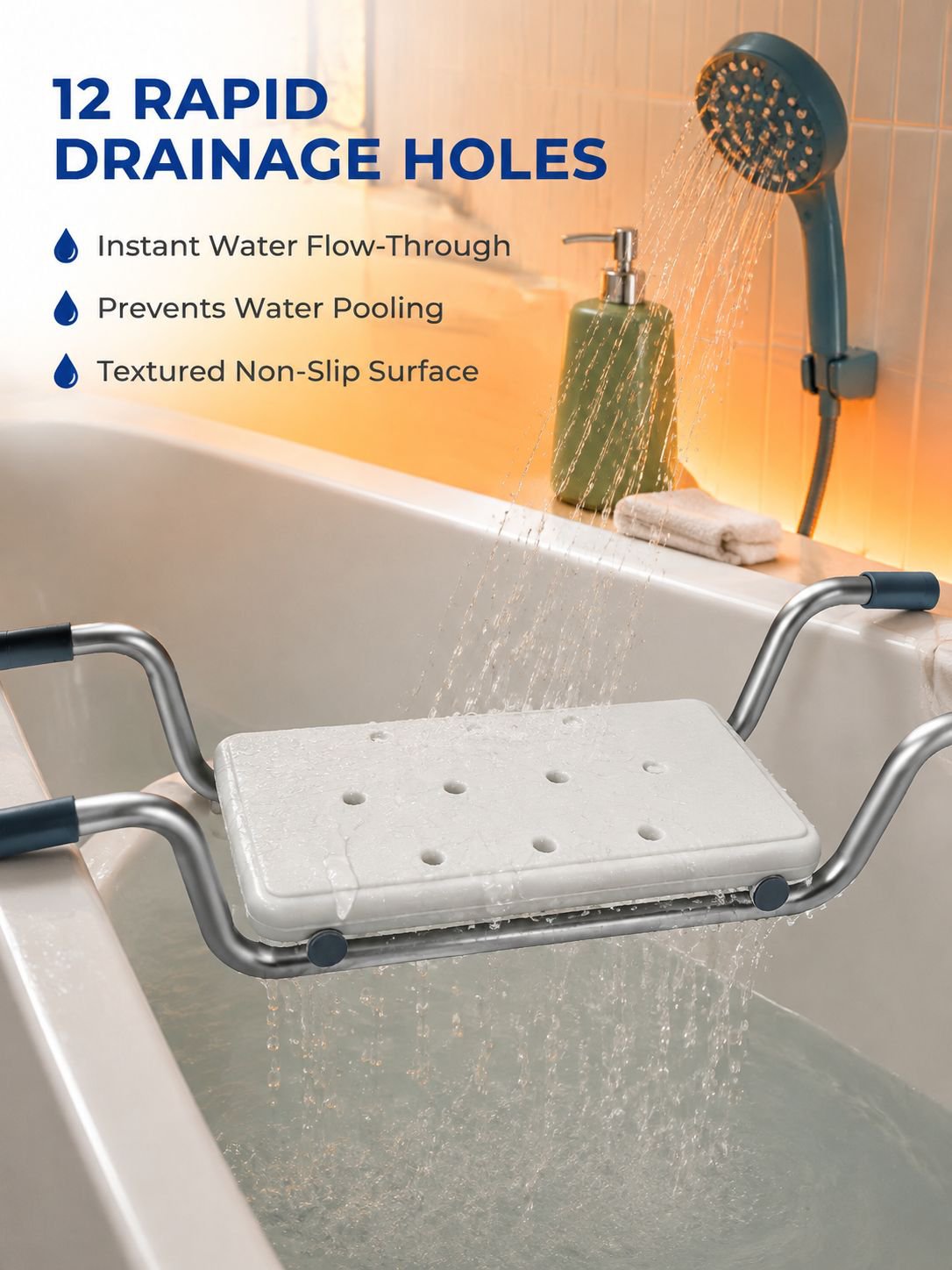 Non-Slip Bath Seat and Storage Shelf for Elderly, Pregnant Women, and Children