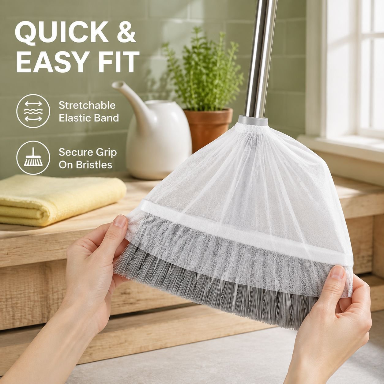 Disposable broom dust cover