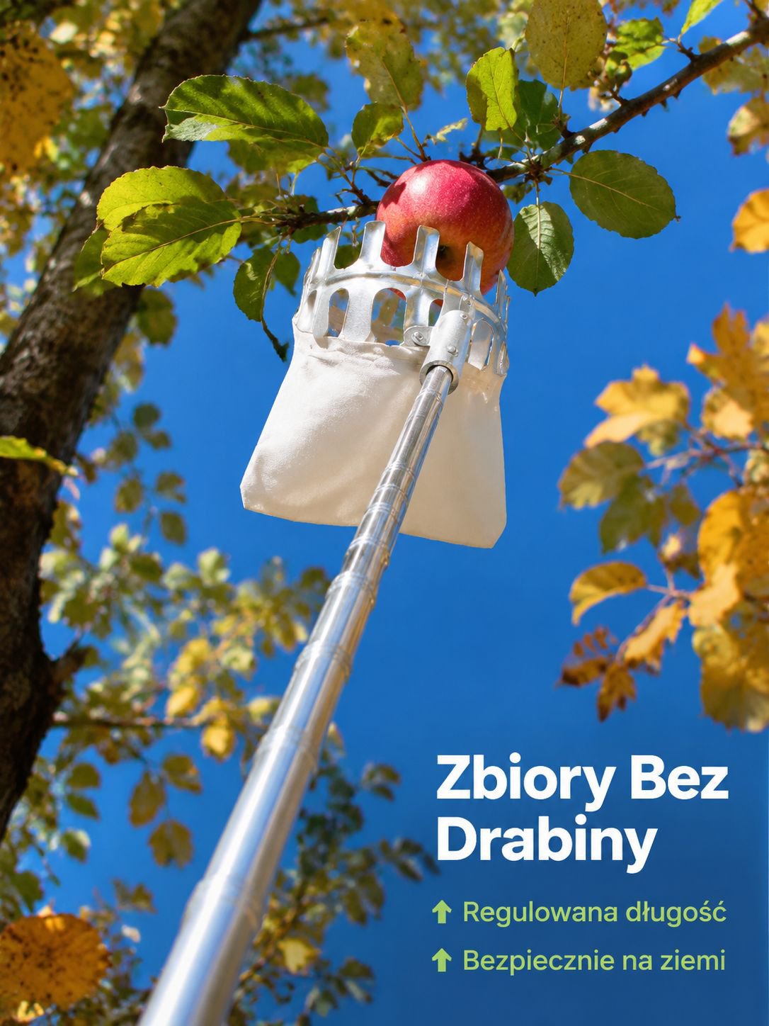 Regulowany Teleskopowy Zbieracz Owoców do Sadu Lekki