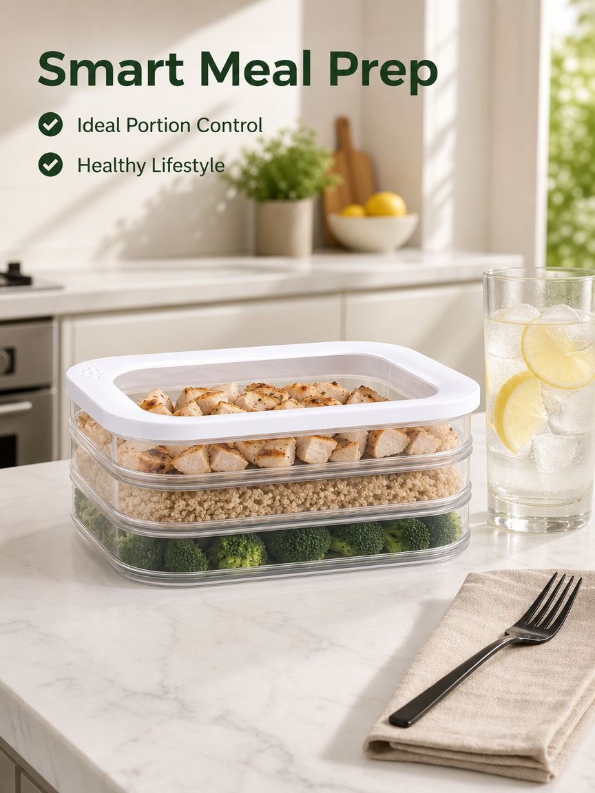 Food Fresh-keeping Portion Box, Freezer Sealed Storage Box, Multi-layer Refrigerator Organizer