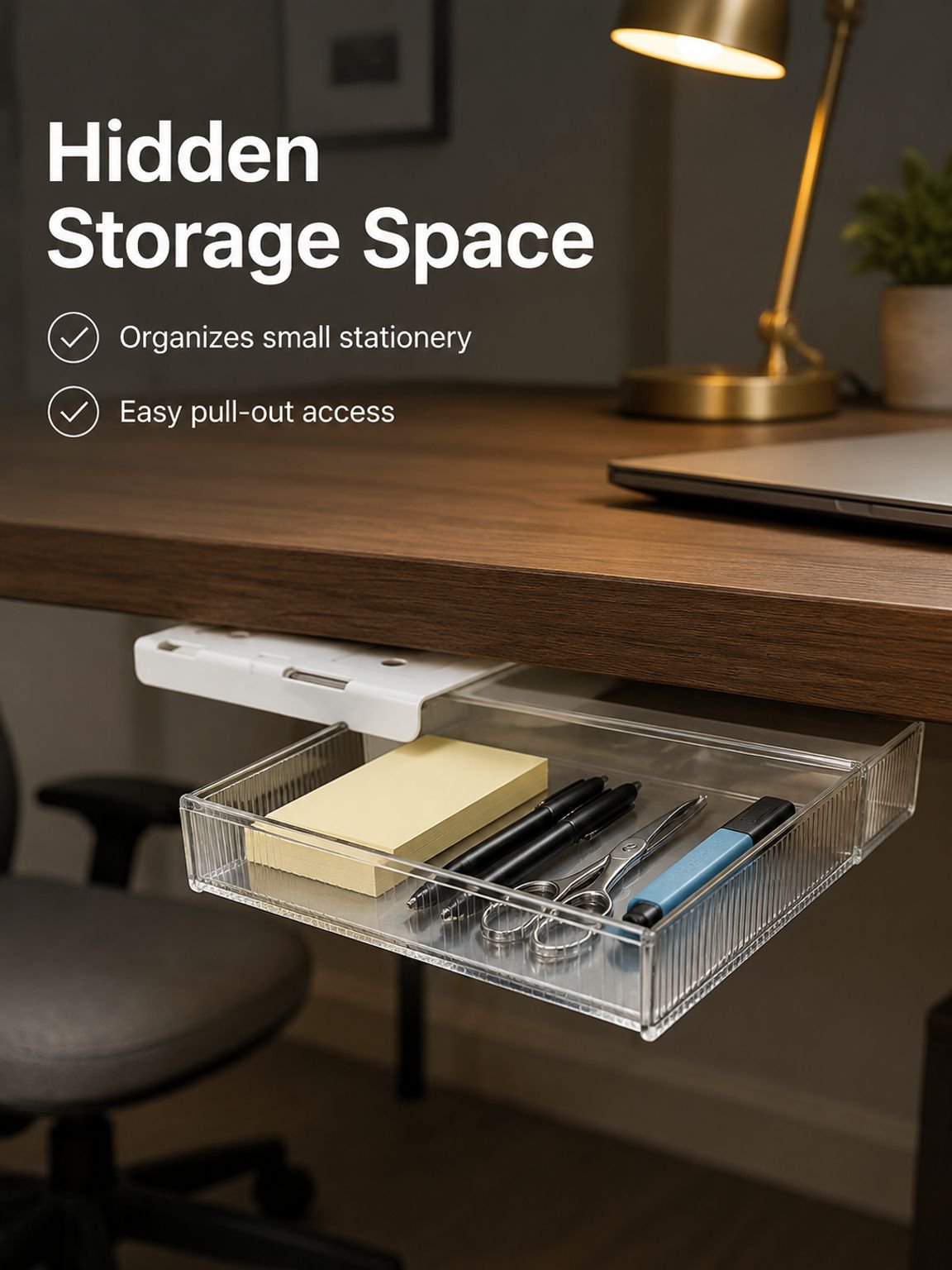 Nail-free storage drawers under the table