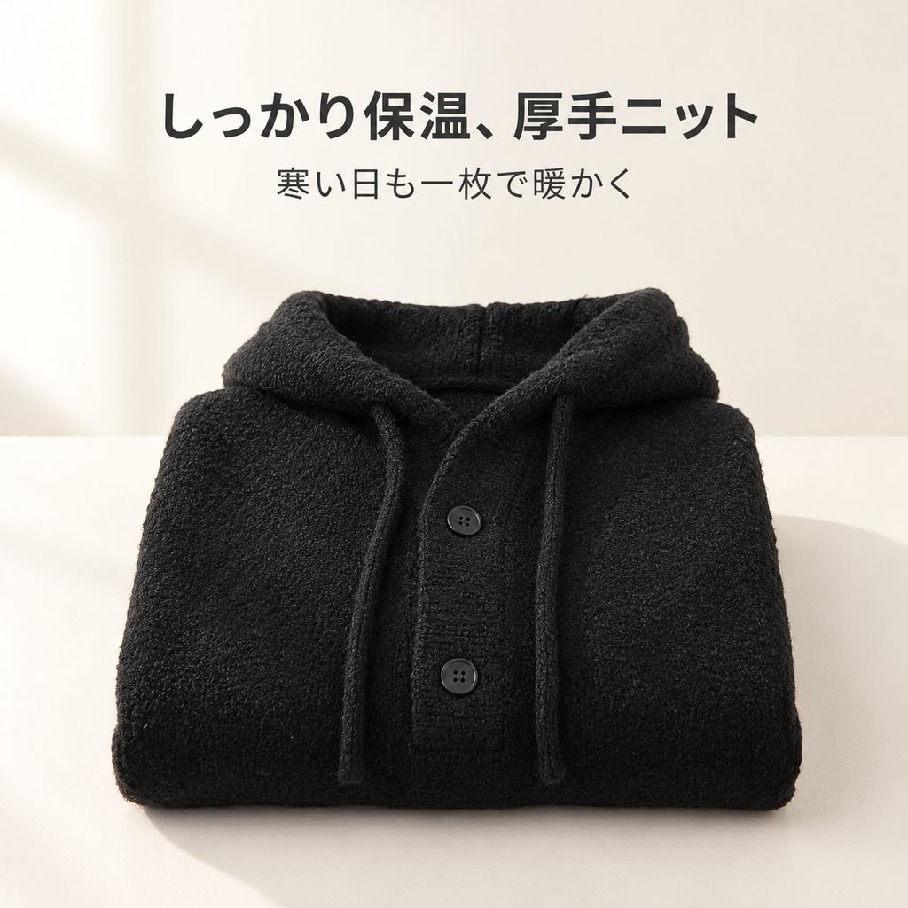 秋冬ゆったりルーズシルエットハーフボタンニット
