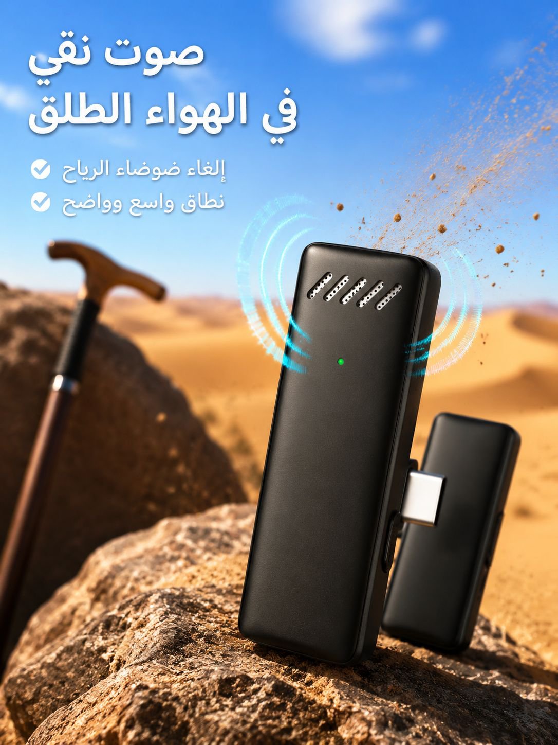 ميكروفون لاسلكي مع المشبك وعلبة الشحن