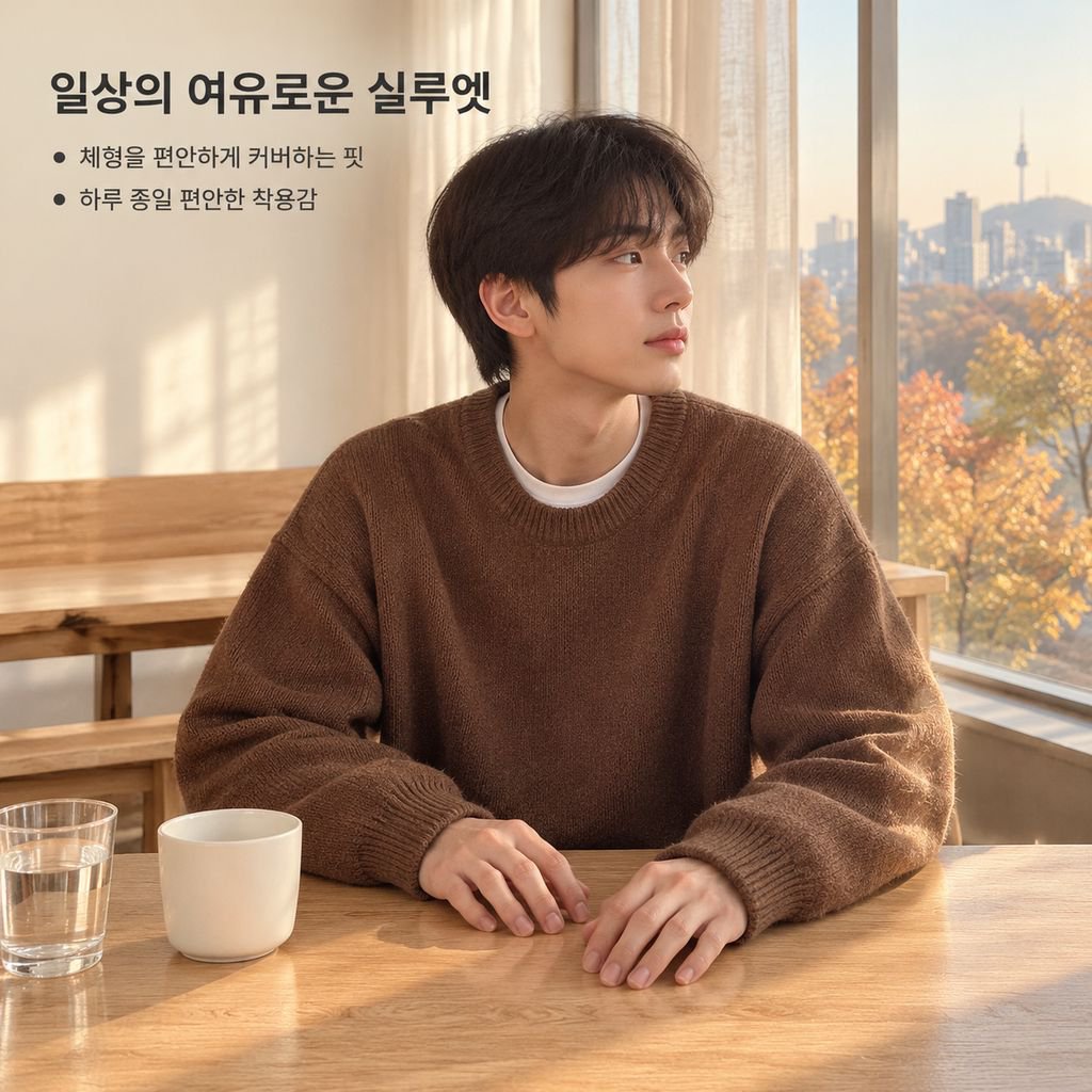 남성 가을 겨울 도톰한 루즈핏 오버핏 니트 스웨터 자켓 아우터