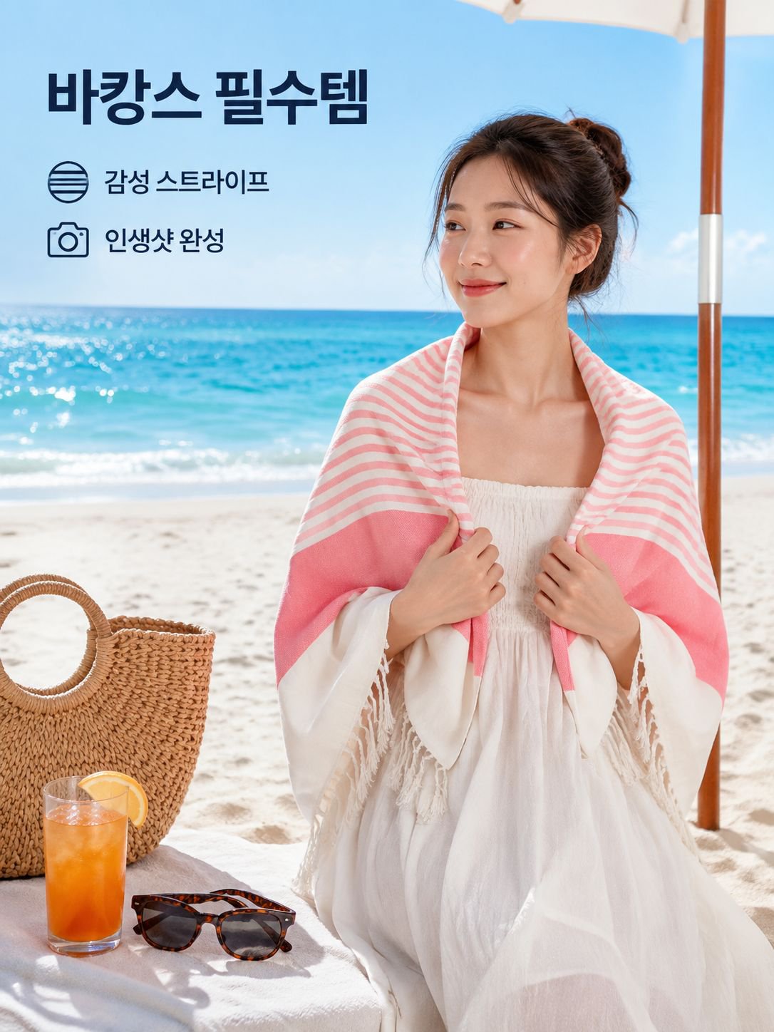 특대형 두툼한 흡수력 좋은 줄무늬 태슬 목욕 타월