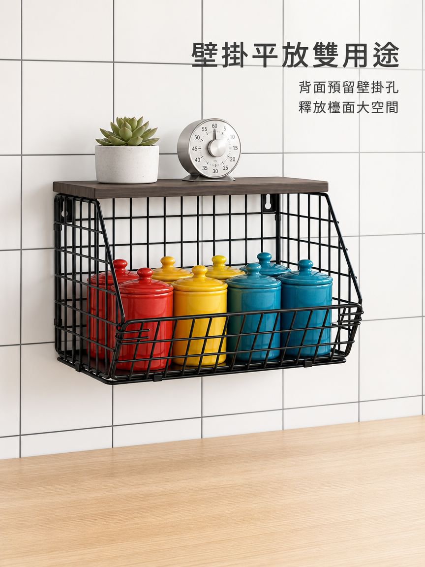 加厚鐵藝木質收納架
