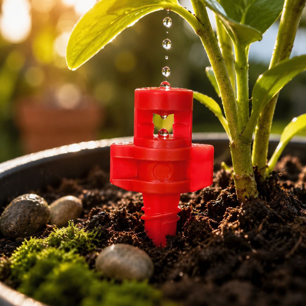 Rociador de césped con riego por goteo para plantas de patio