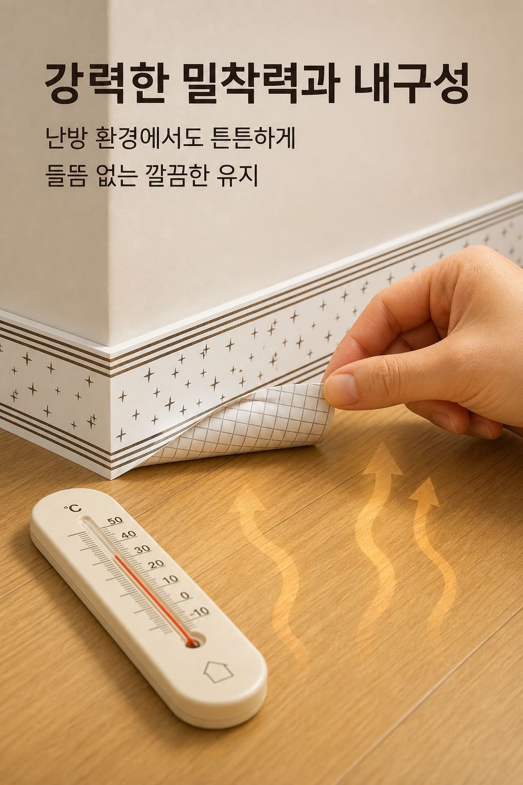 Close-up of self-adhesive skirting tile texture