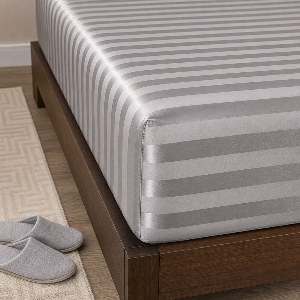 American Light Luxury Comfortable Silk Satin Three-Piece Bedding Set