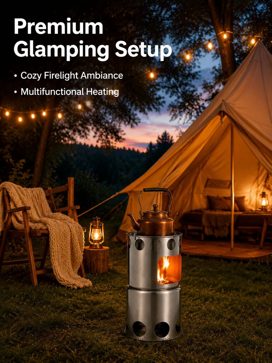 Portable Fireplace Heating Stove Foldable Set