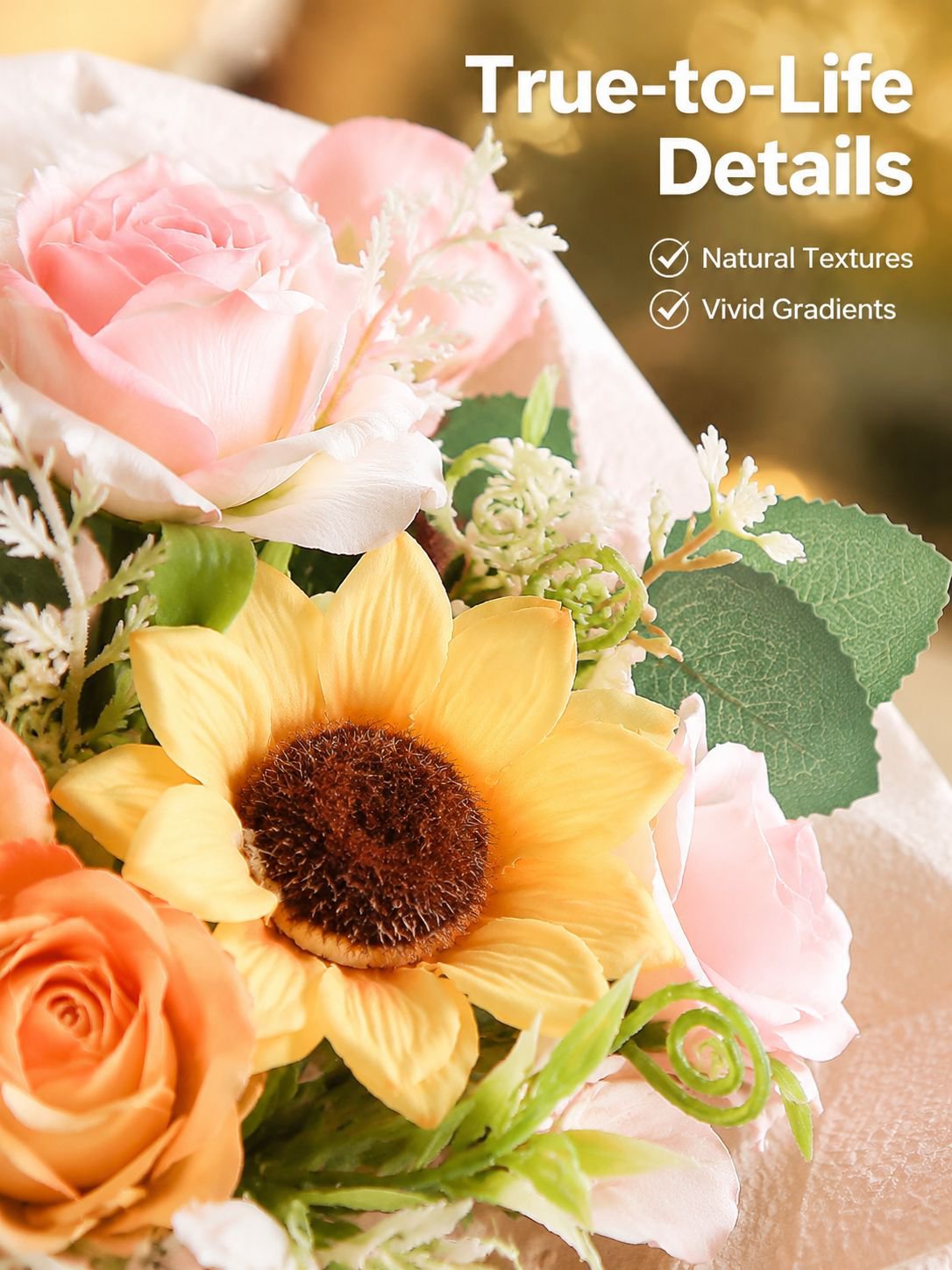 Realistic Mixed Flower Artificial Bouquet
