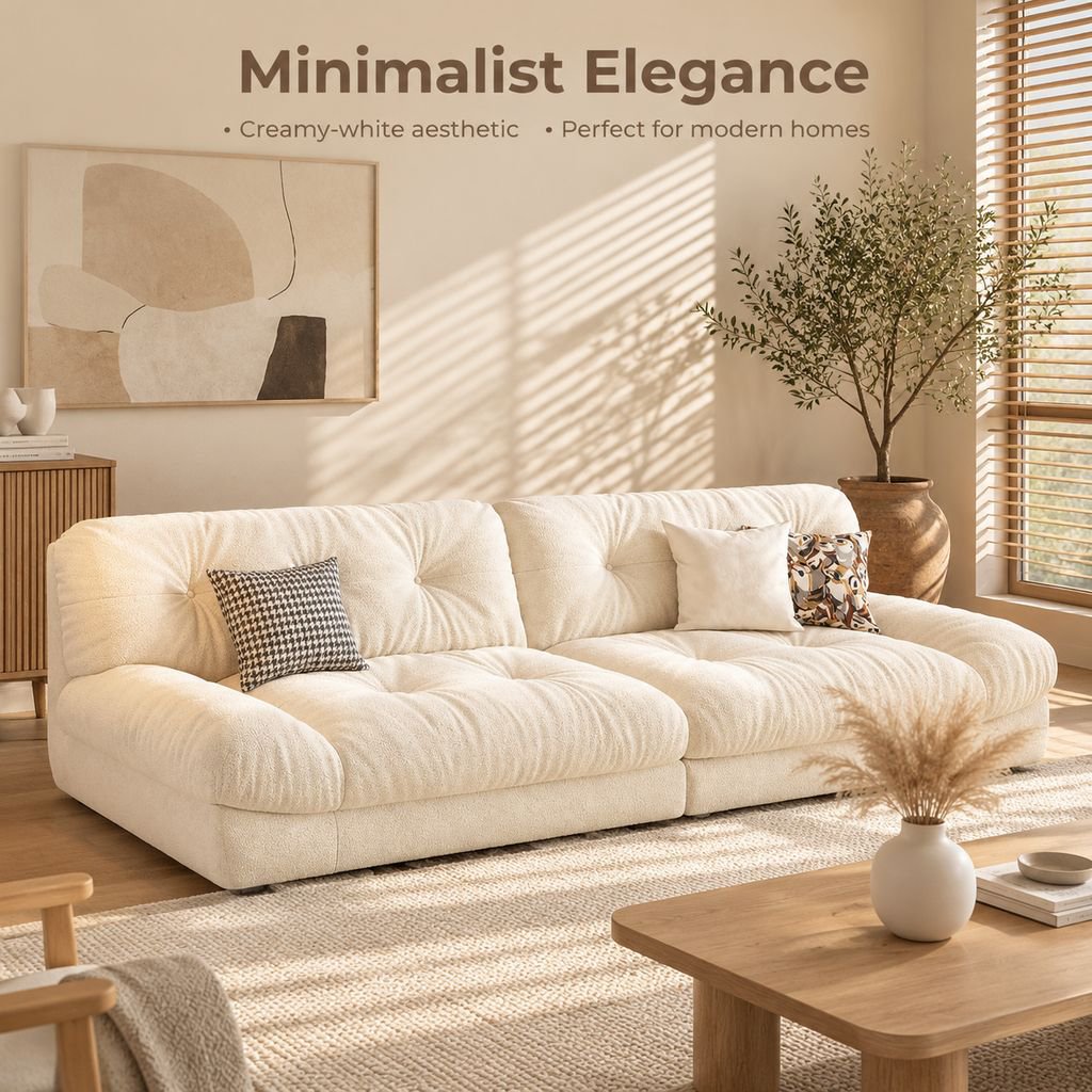 Cream-Style Fabric Sofa