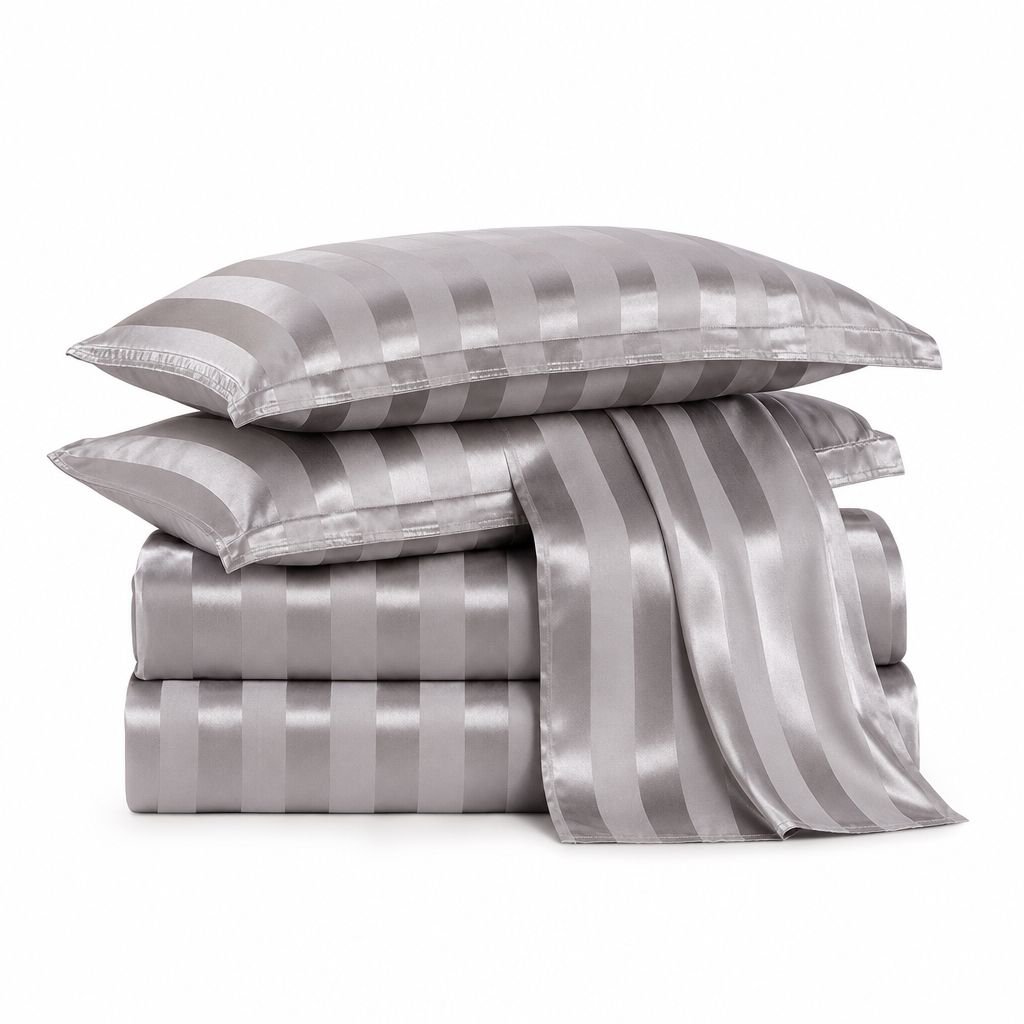 American Light Luxury Comfortable Silk Satin Three-Piece Bedding Set