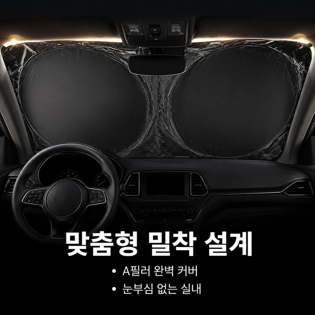 실버코팅 이중 원형 단열 접이식 햇빛가리개