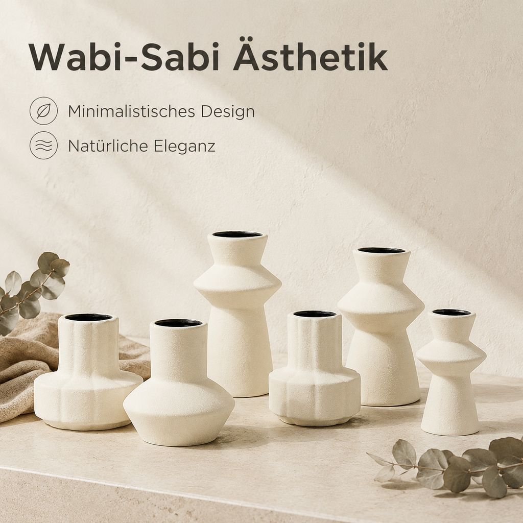 Nordische Keramikvase im Wabi-Sabi-Stil fuer Blumen und Hydrokultur