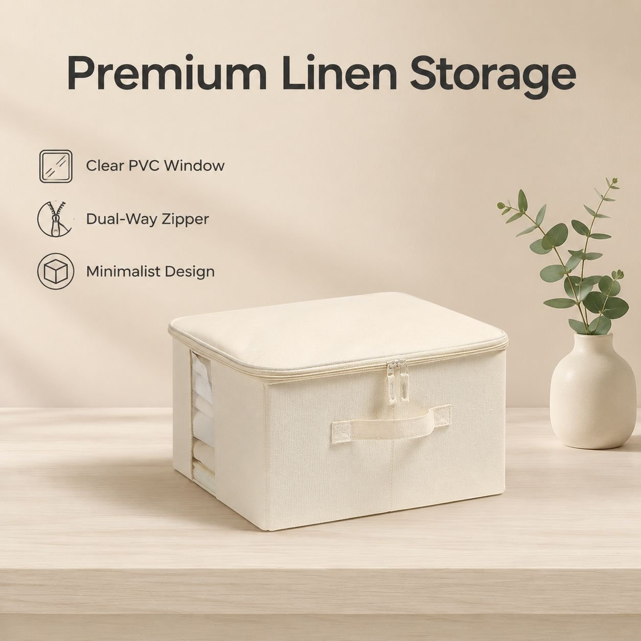 Cotton and linen foldable transparent fabric clothing storage box