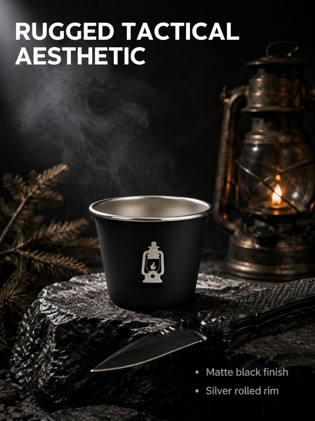 Stainless steel camping wine and tea cup set with carrying pouch