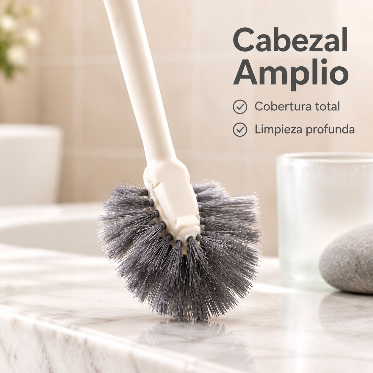 Cepillo de inodoro de mango largo con cerdas suaves para una limpieza a fondo