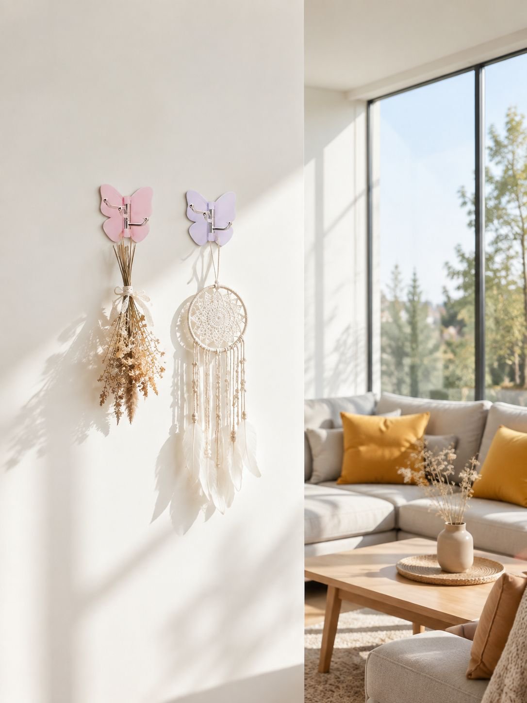 Colgador creativo de pared con diseño de mariposa giratoria