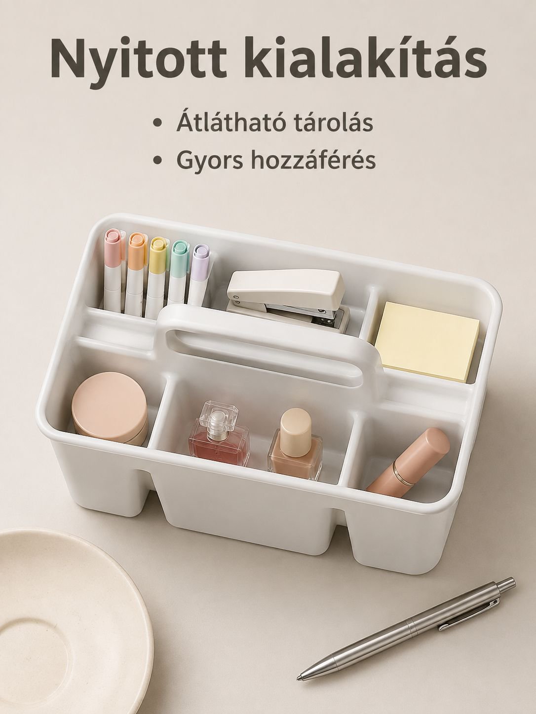 Hordozható asztali tárolókosár