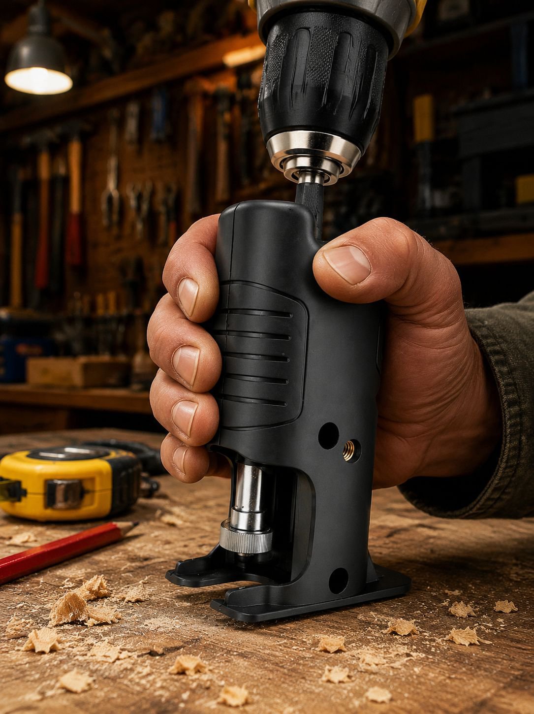 Easy-to-install electric drill saber saw adapter
