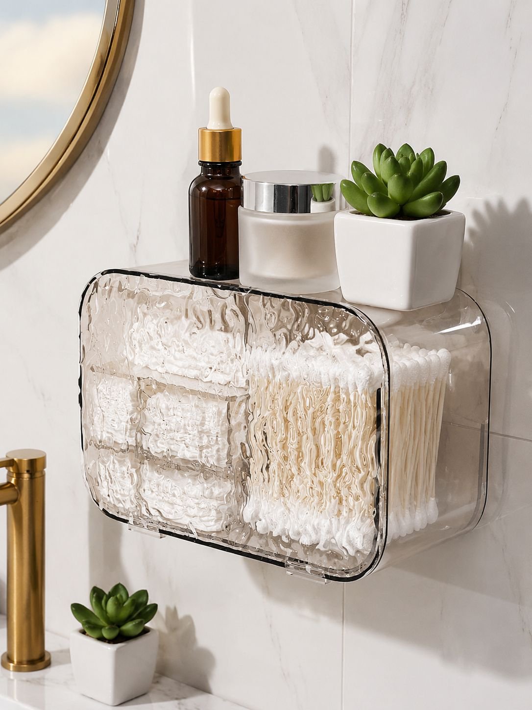 Glacier pattern box for organizing bathroom essentials