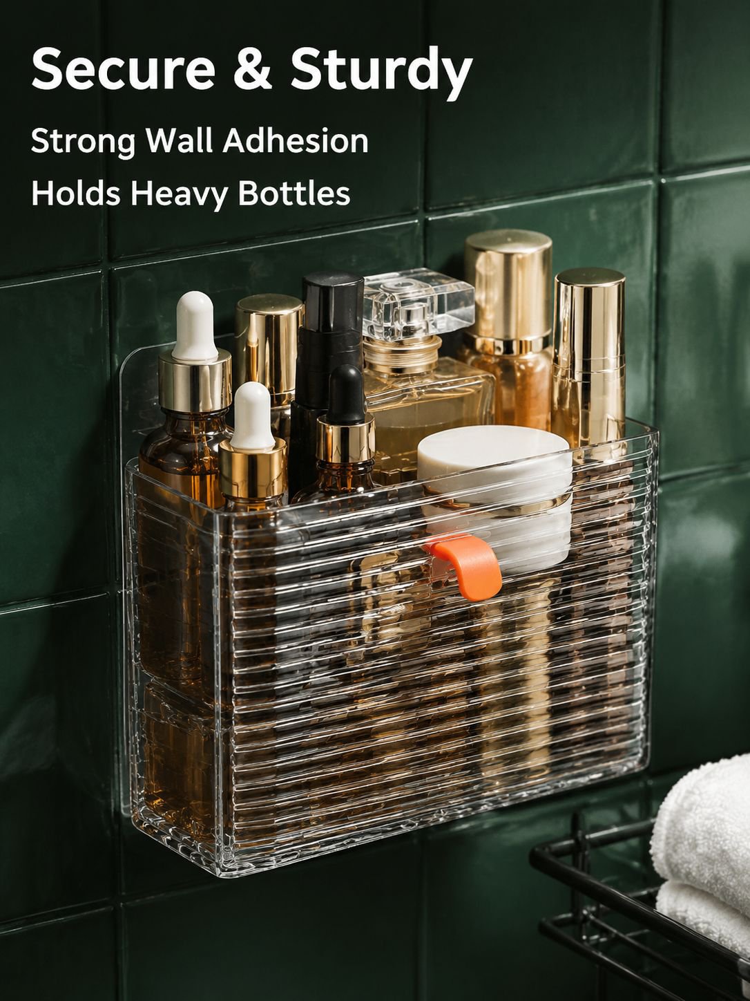 Transparent Wall-Mounted Cosmetic Organizer with Multiple Compartments