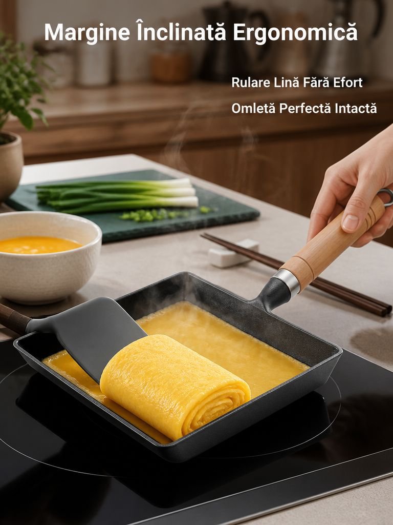Tigaie tamagoyaki din fontă în stil japonez