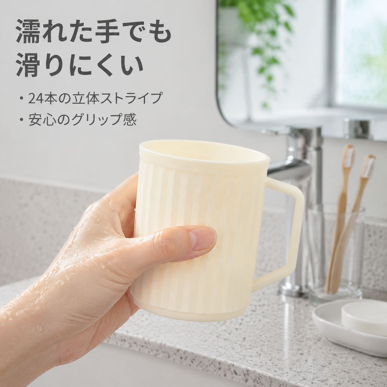 携帯用縦縞うがいコップ