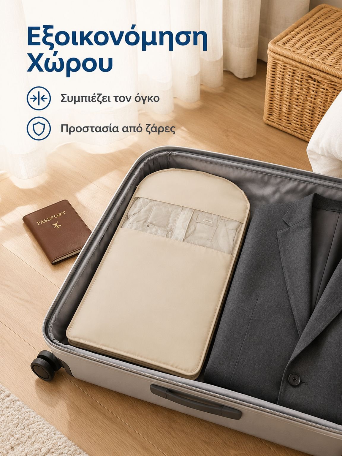 Αντικραδαστική σακούλα αποθήκευσης με συμπίεση και προστασία από σκόνη