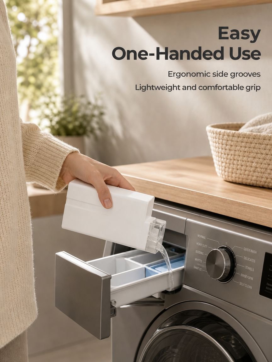 Organized laundry room with dispensing storage containers