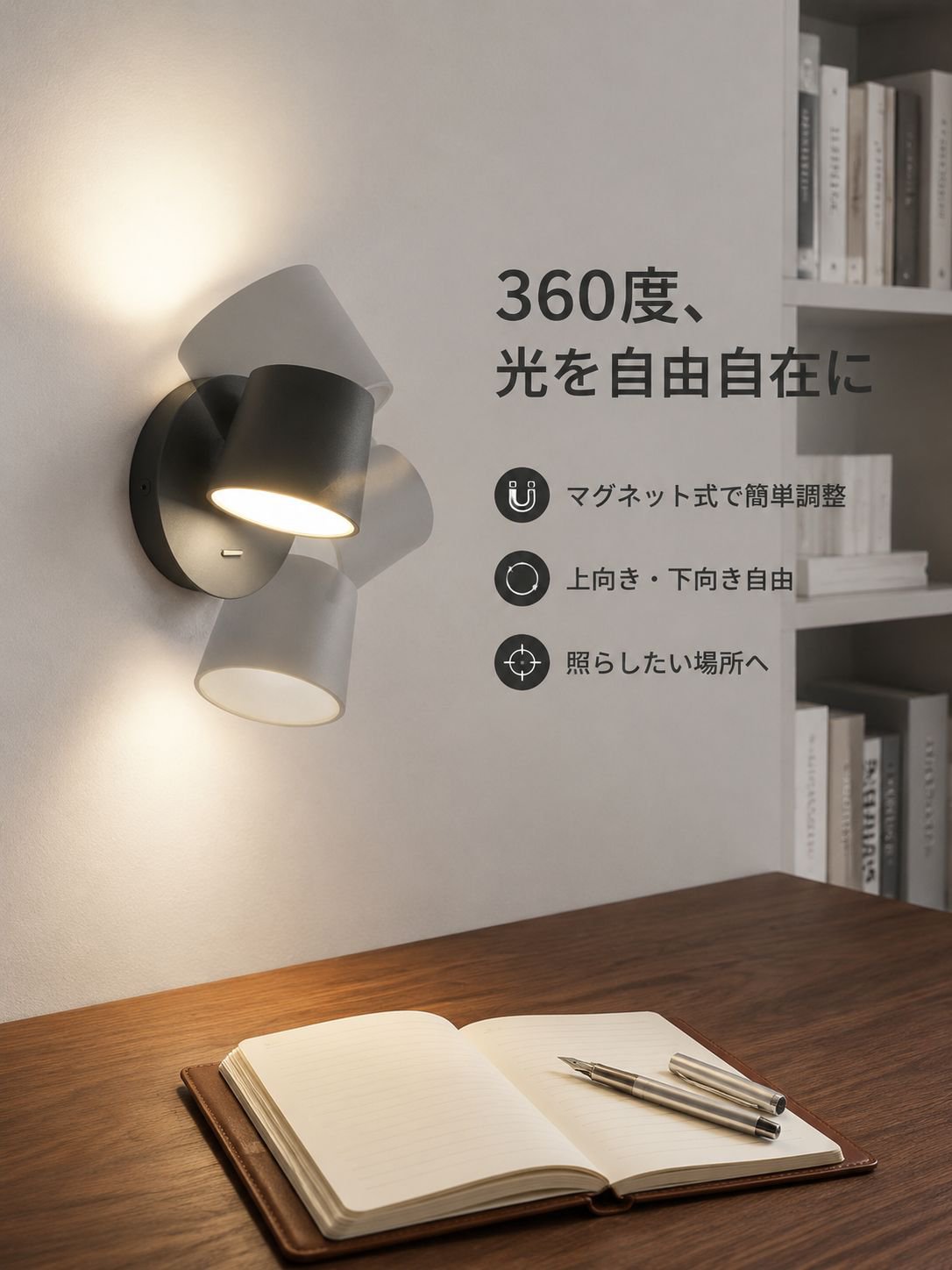 多角度寝室用ウォールランプ