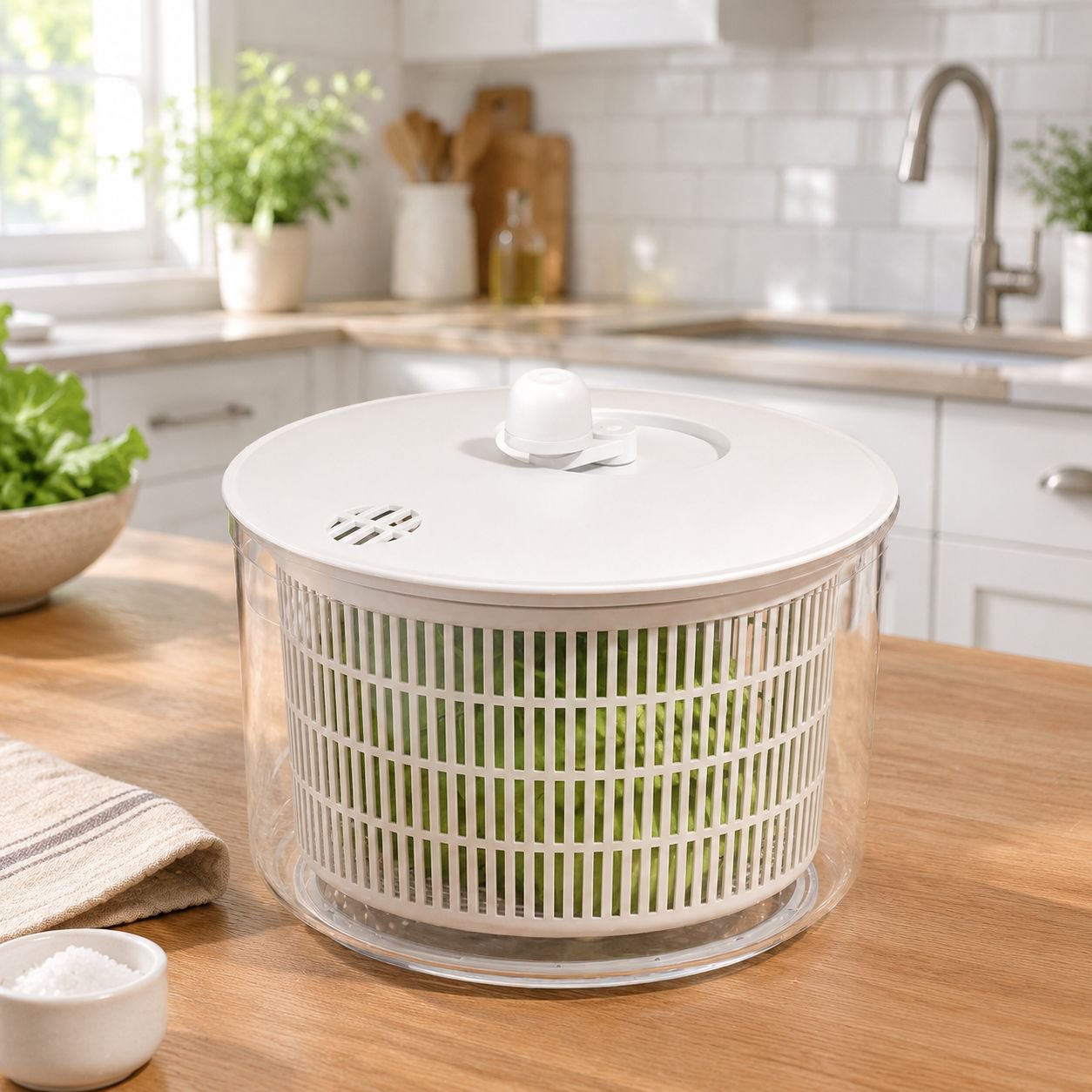 Manual Salad Spinner Vegetable Dryer Household Kitchen Fruit Washer Colander Basket