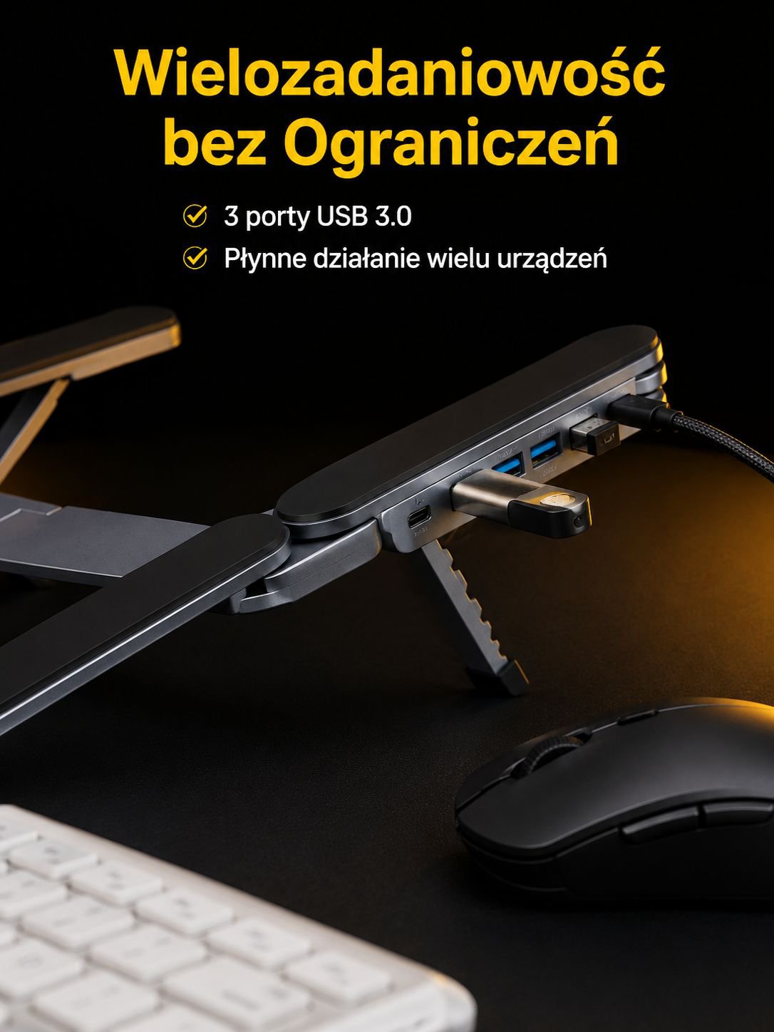 Wielofunkcyjna podstawka na laptopa z portami 4-w-1