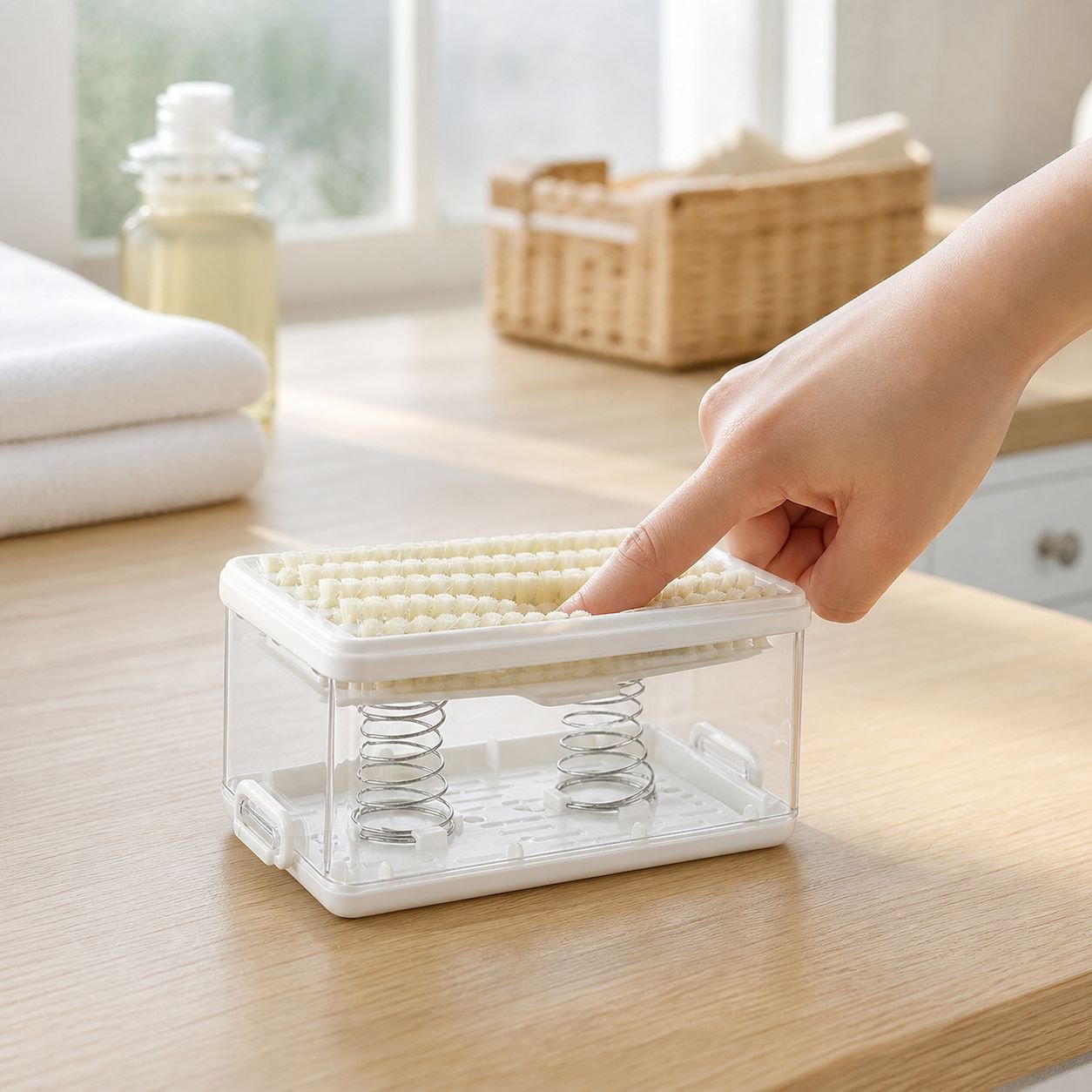 Mess-free soap foaming box for daily cleaning