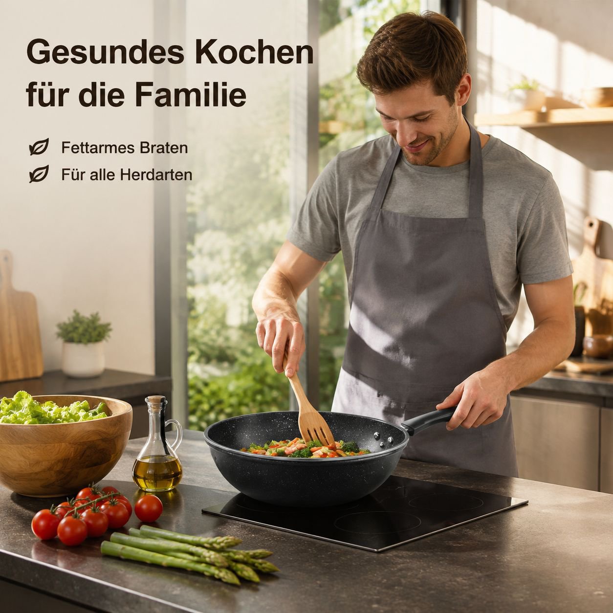 Maifan-Steinwok für den Hausgebrauch (Antihaftbeschichtung)