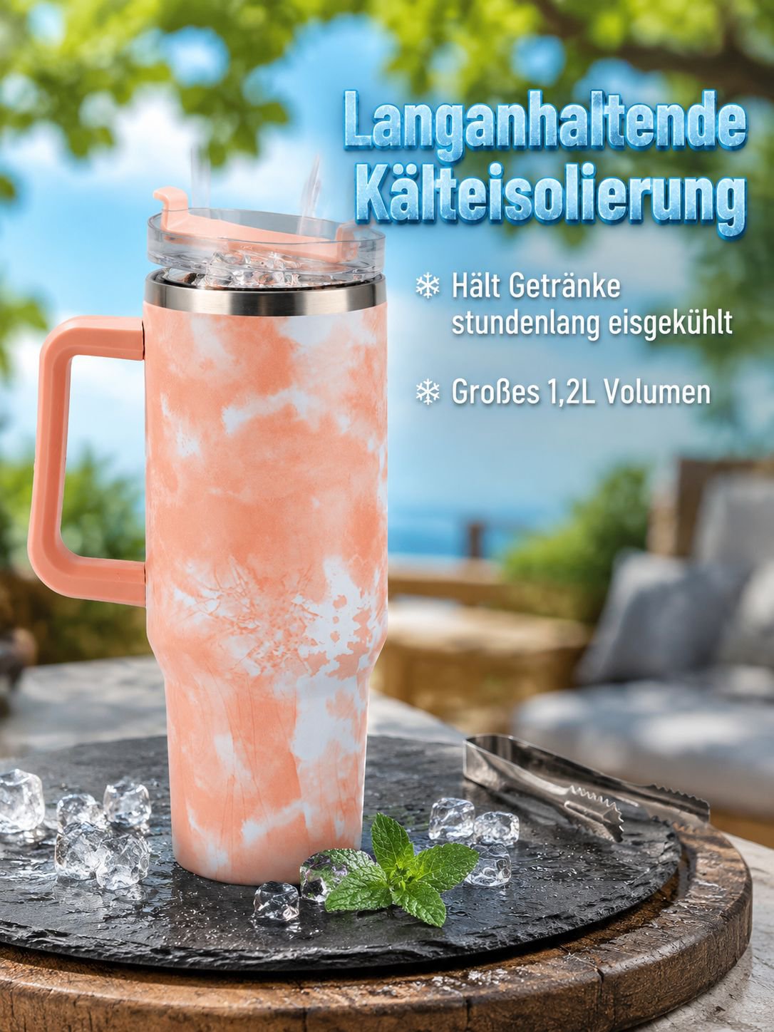 40oz Edelstahl-Thermobecher mit großem Fassungsvermögen für Auto