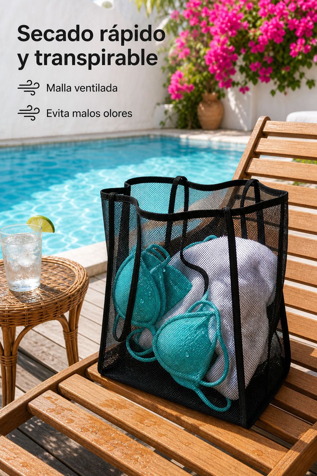 Bolsa de hombro para playa con compartimentos amplios