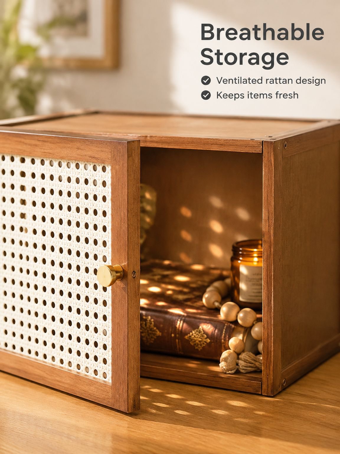 Home solid wood lattice storage cabinet