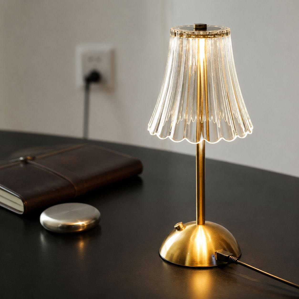 Modern retro LED lamp with crystal design