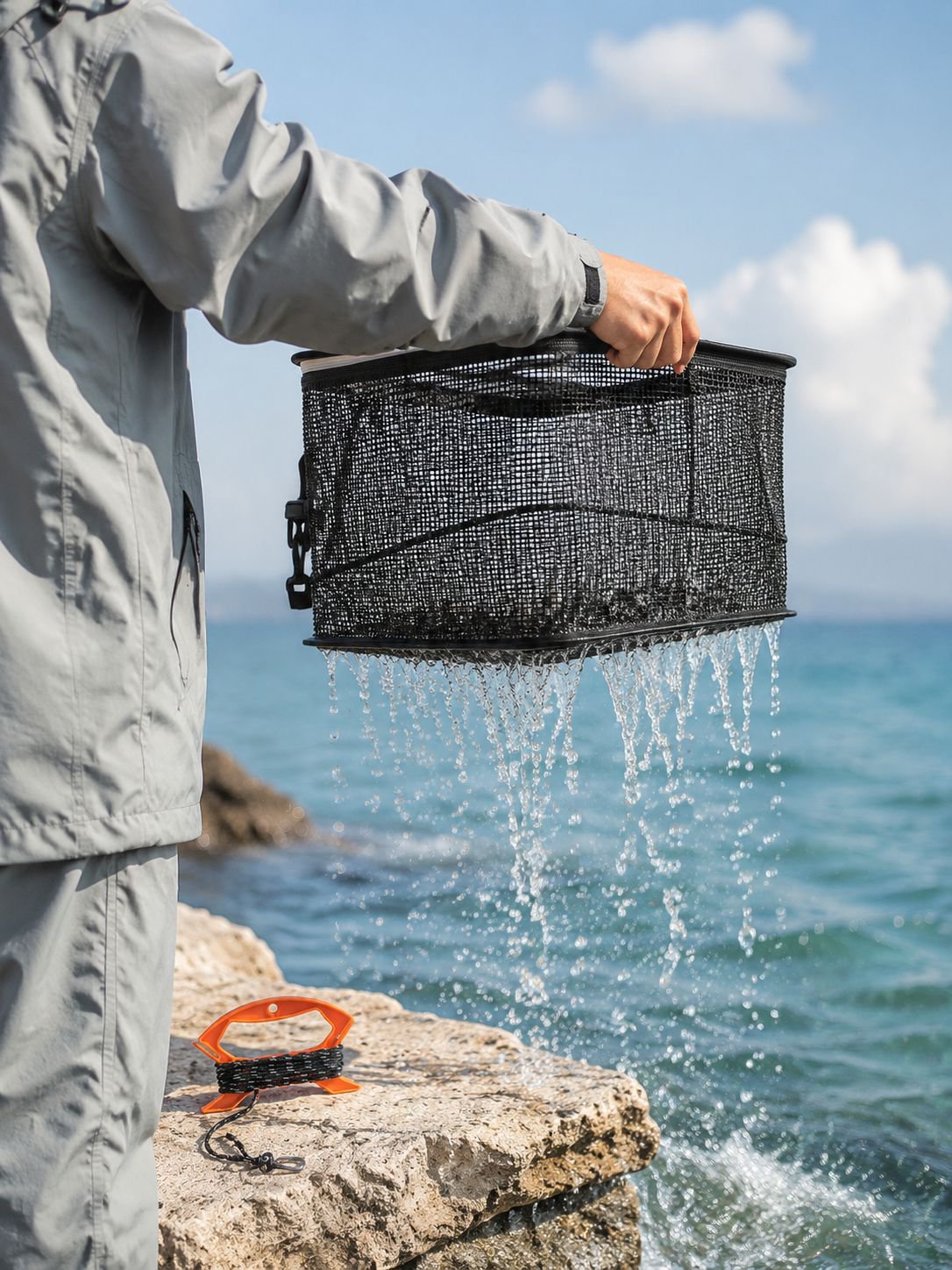 Rock fishing lure fish guard floating water foldable portable sea defense hook quick-drying fish gua