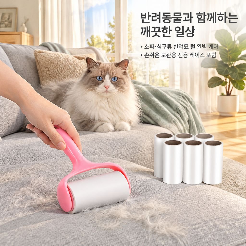 뜯어쓰는 테이프클리너 롤러 고양이 털제거 옷 머리카락 먼지제거 돌돌이